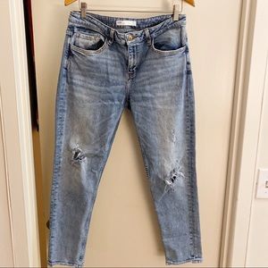 Zara Z1975 Denim Distressed and Patches Jeans